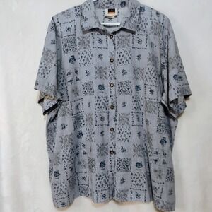 CST Sport Womens Vintage Blue Floral Patchwork Button Up Shirt Size 24